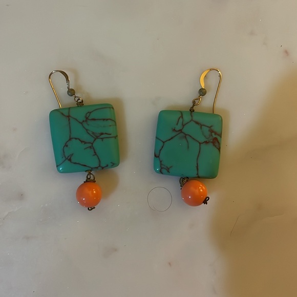 Mint and peach earrings - Picture 2 of 2